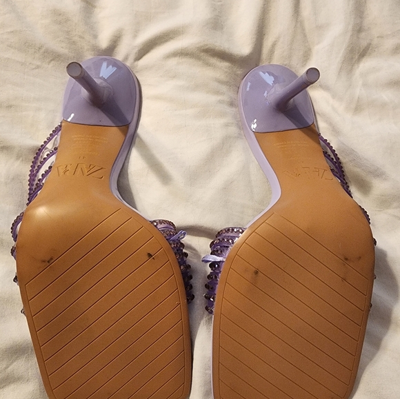 Zara lavender rhinestone strap square toe mules - Picture 5 of 9
